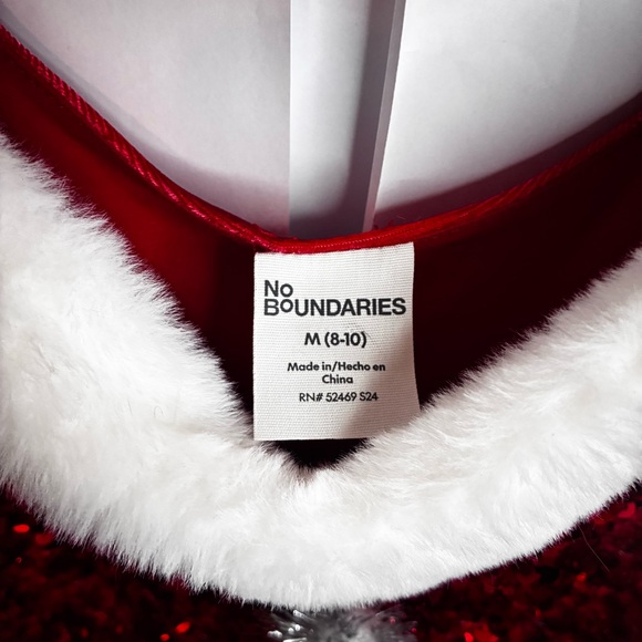 NWT No Boundaries Santa Velvet Jumpsuit Sequin Christmas Costume Medium (8-10) - Picture 6 of 8